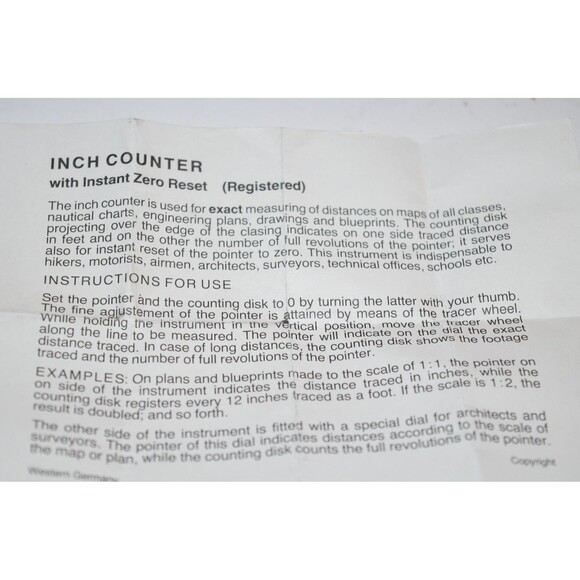 Vtg Alvin Opisometer Map Measure Inch Counter Gauge West Germany - Picture 5 of 6